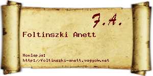 Foltinszki Anett névjegykártya
